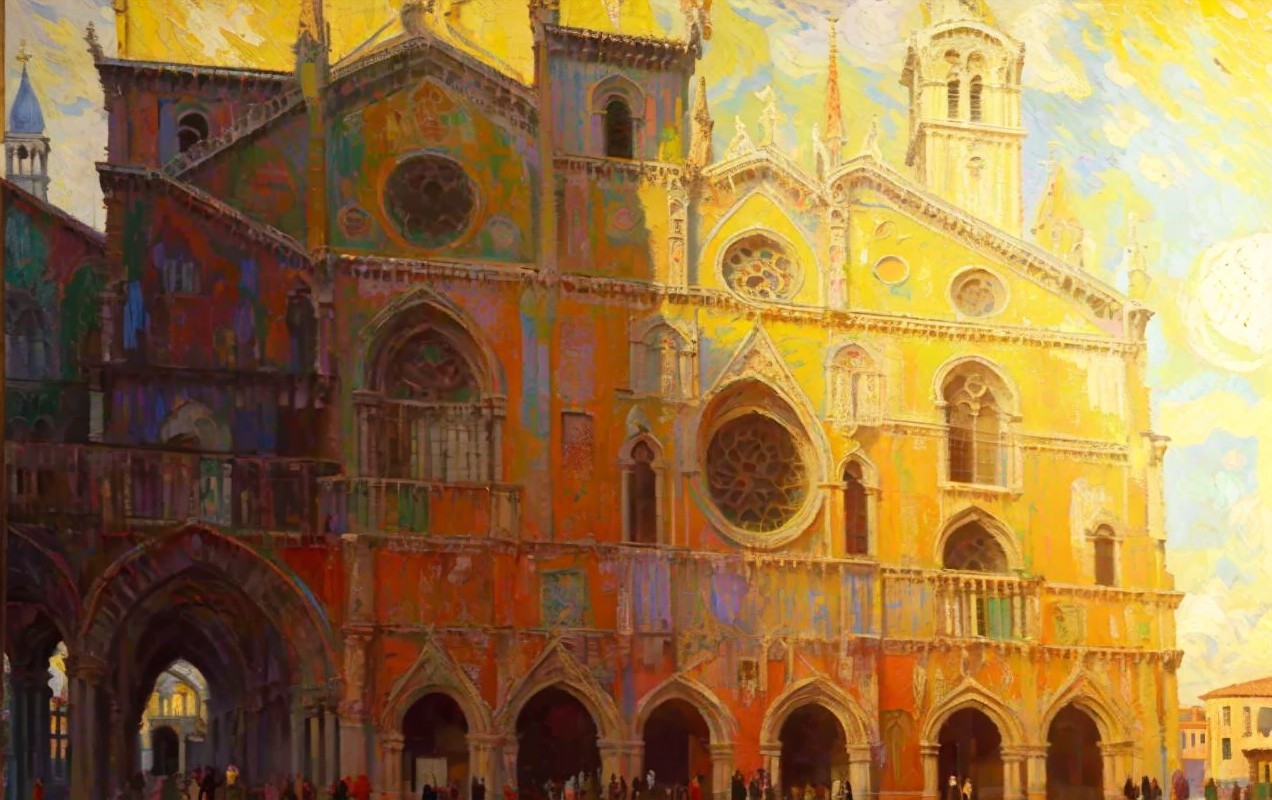 Impressionistic Depiction of a Grand Cathedral