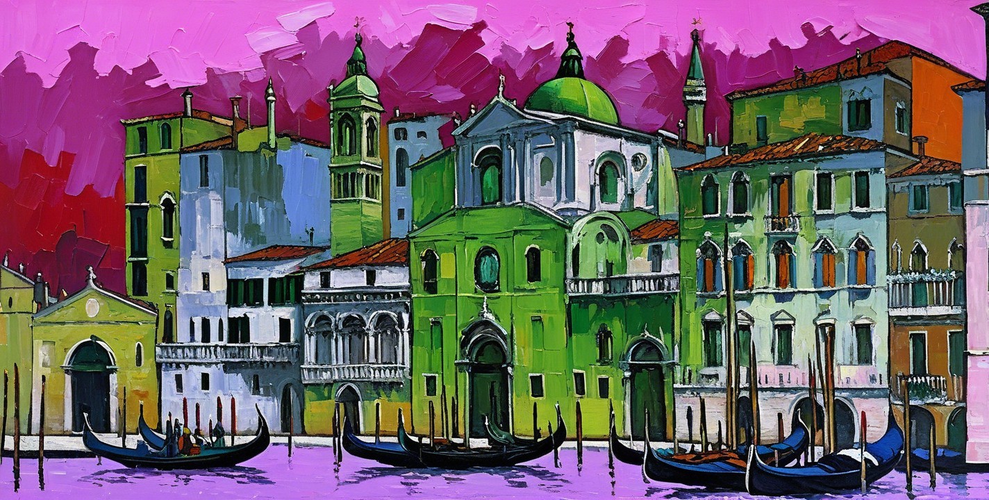 Vibrant Venetian Waterfront with Colorful Buildings