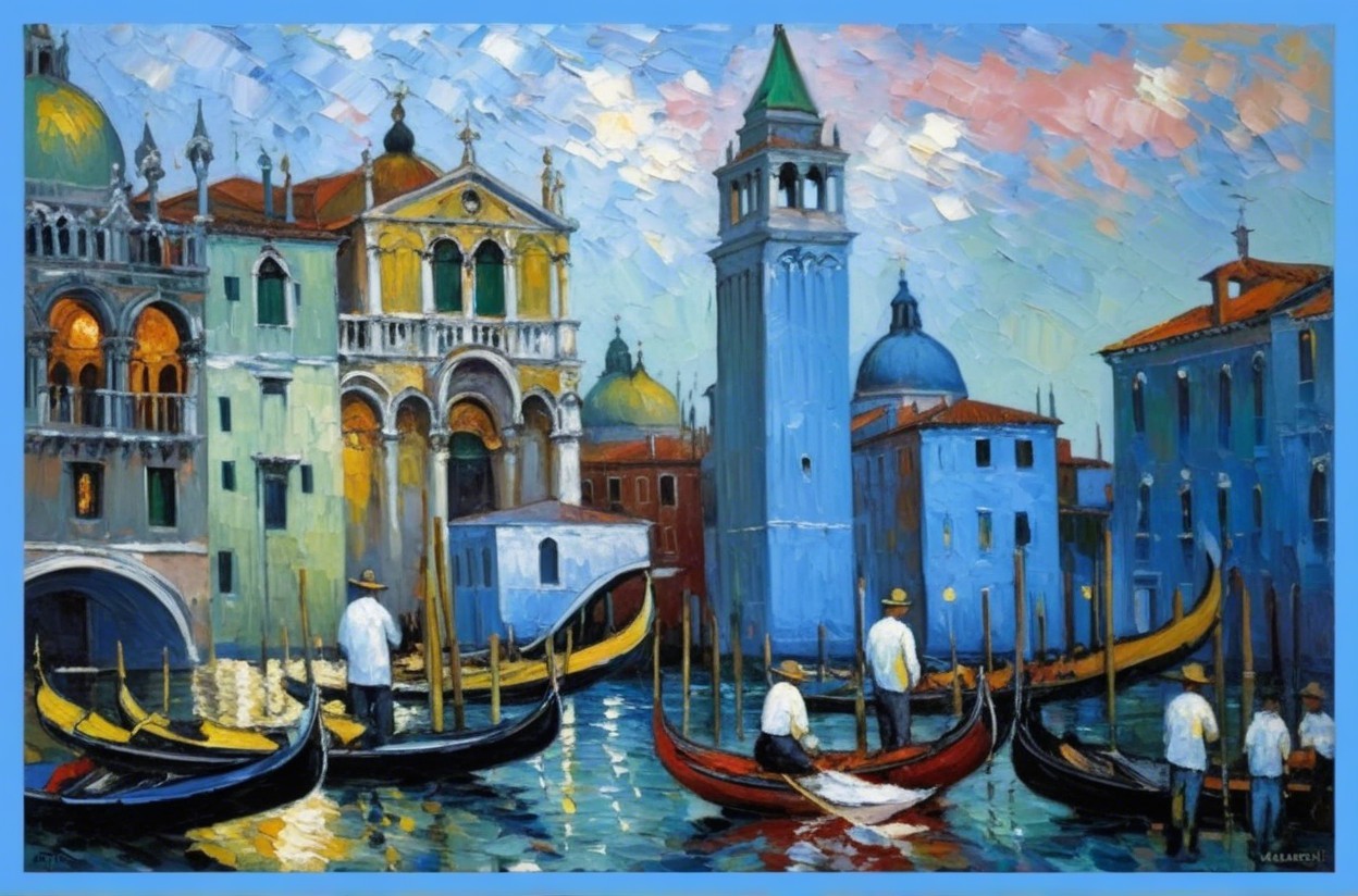 Vibrant Venetian Canal with Colorful Architecture