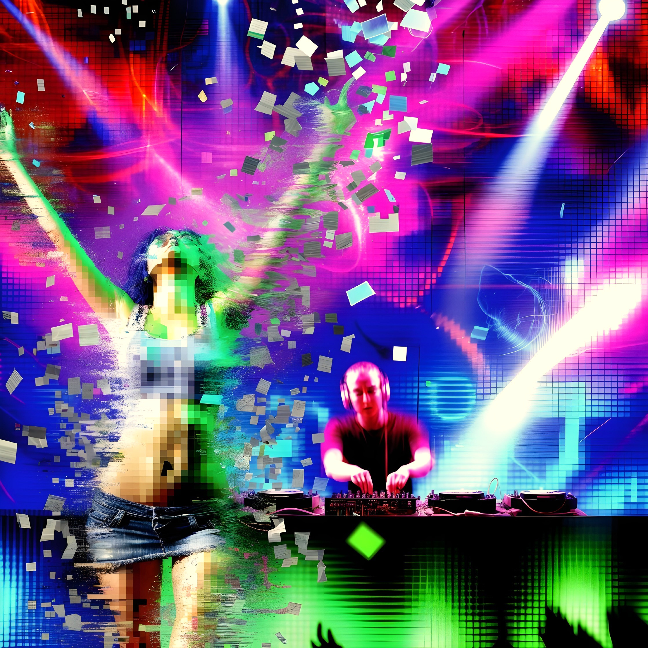 Vibrant Nightclub Scene with Dancer and DJ