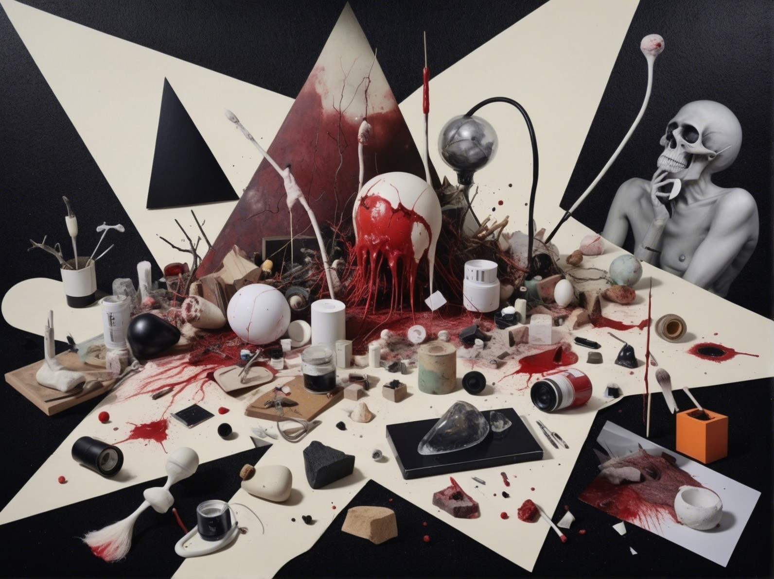 Surreal Arrangement of Objects with Bold Liquid Contrast