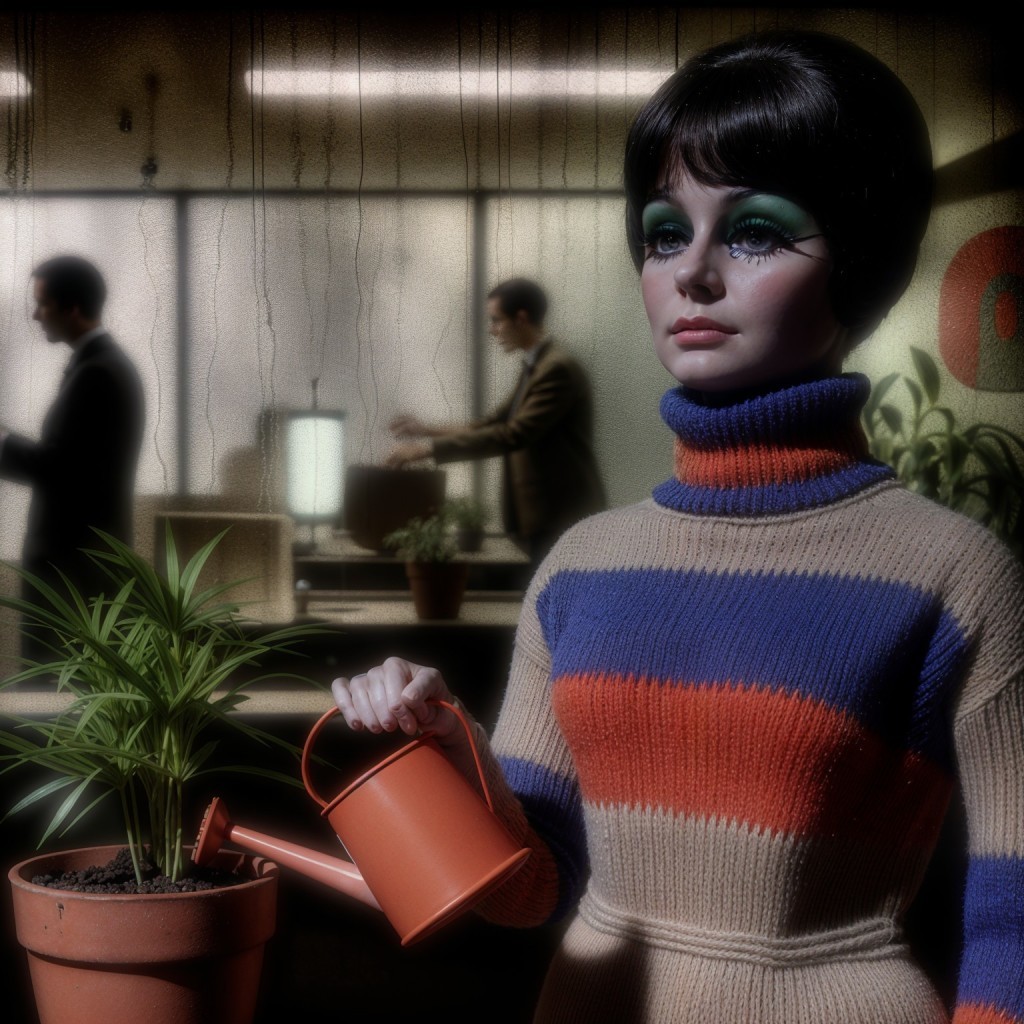 Vintage Mannequin in Striped Sweater with Watering Can