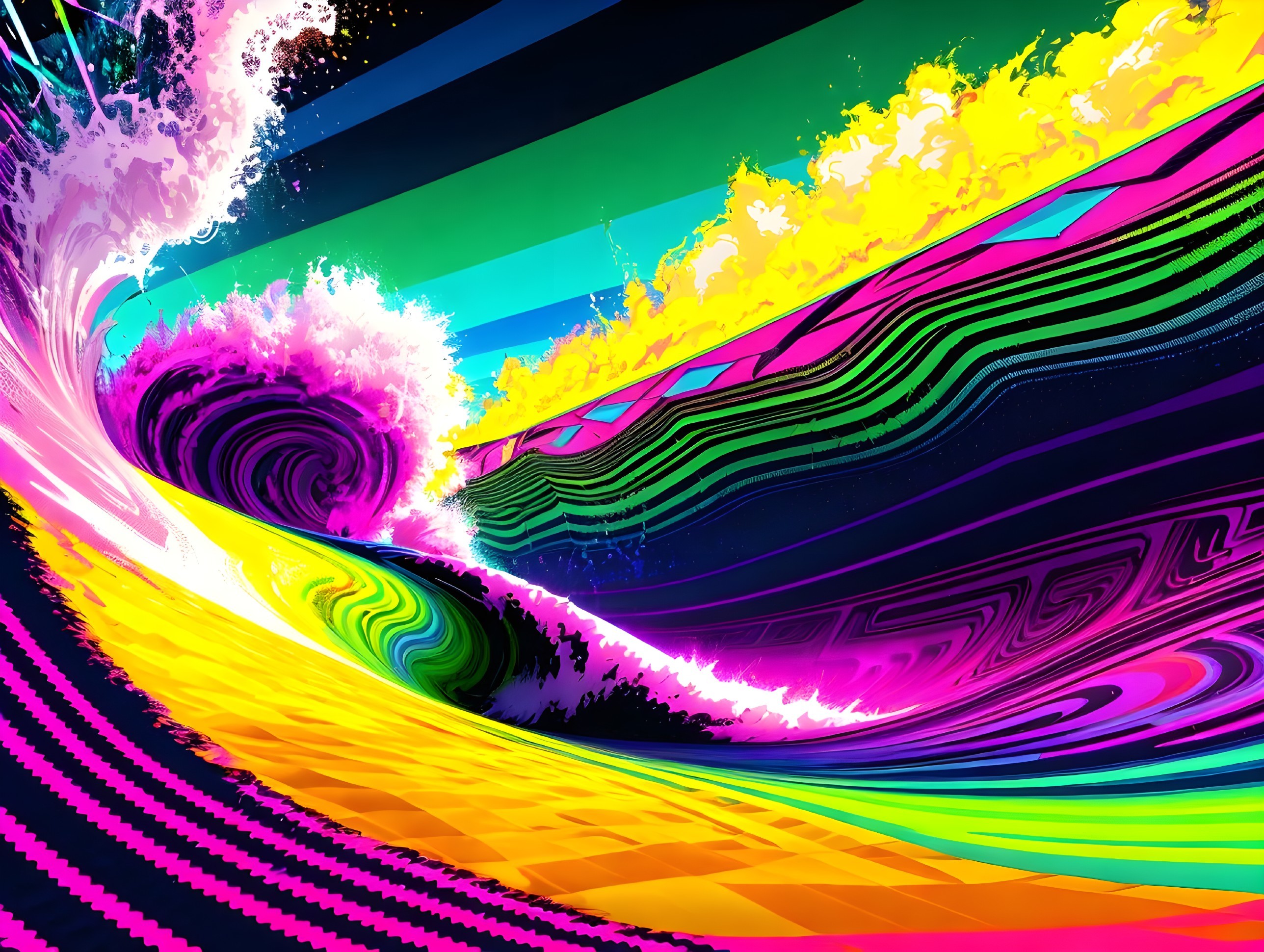Surreal Colorful Wave with Psychedelic Patterns
