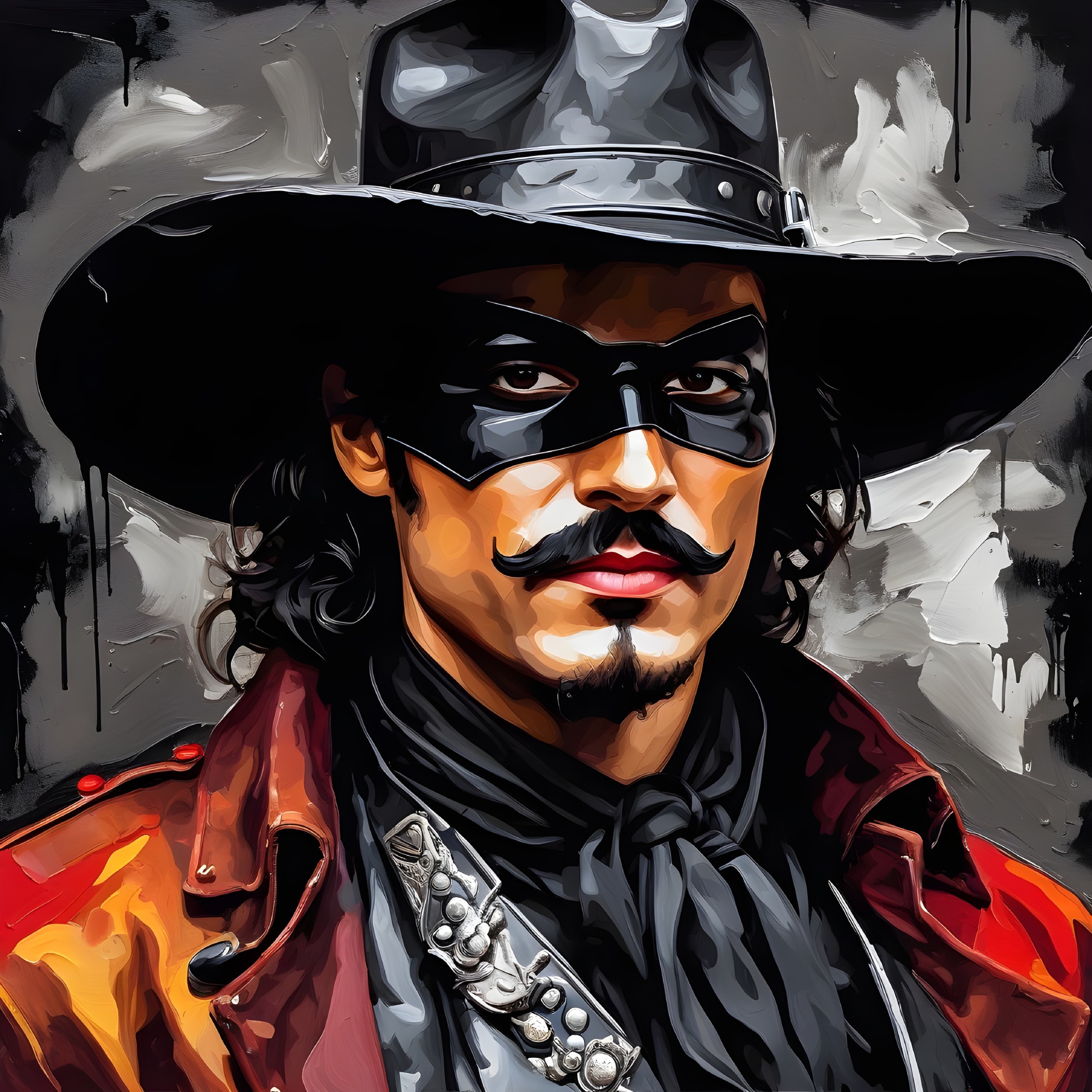 Mysterious Figure in Red Coat and Black Hat
