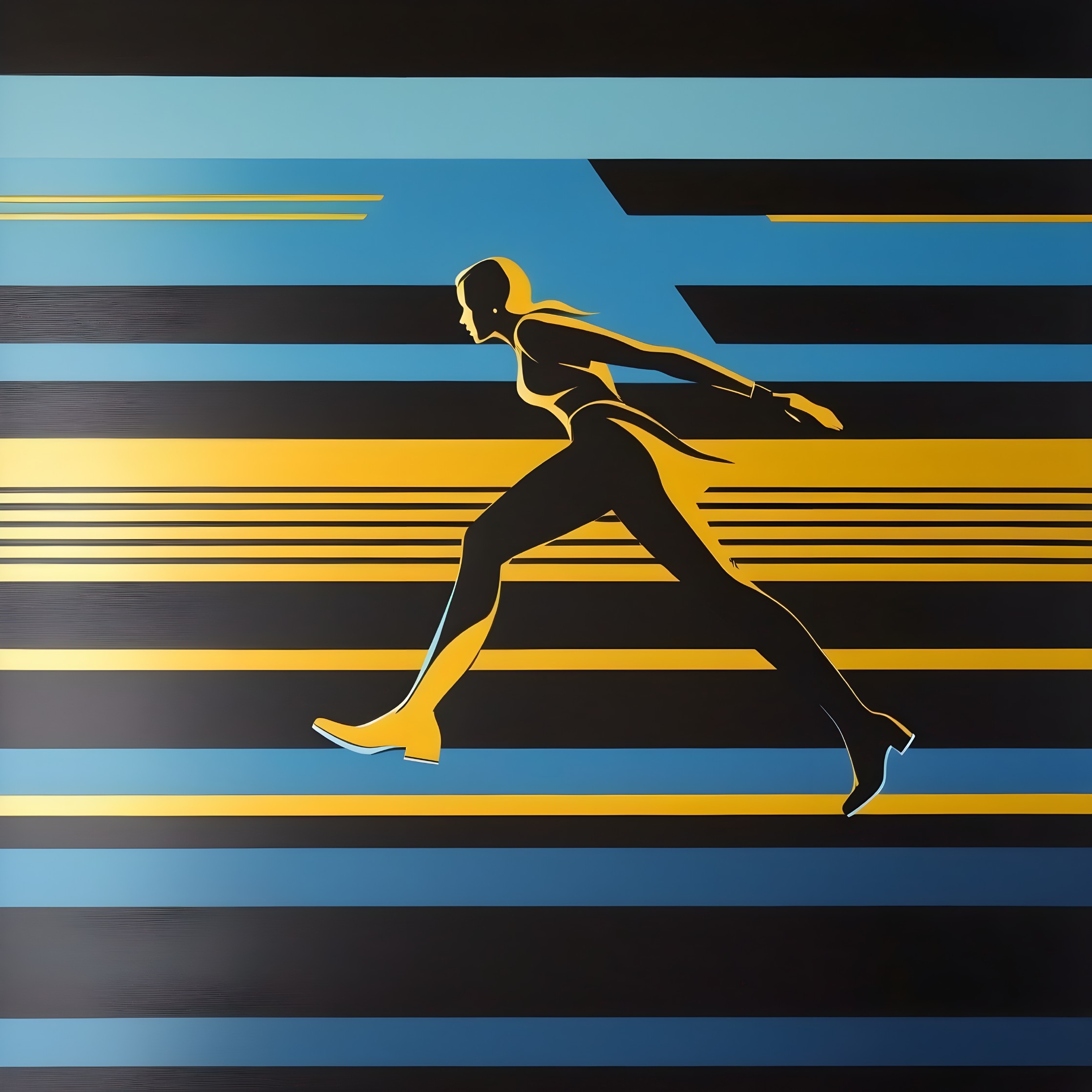 Dynamic Runner Silhouette on Vibrant Striped Background