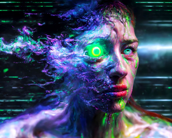 Surreal Abstract Portrait of a Woman with Colors