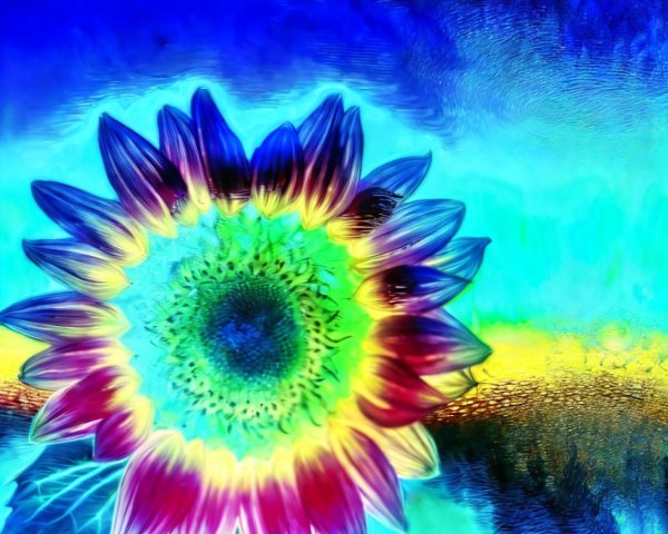 Vibrant Sunflower with Colorful Background Details