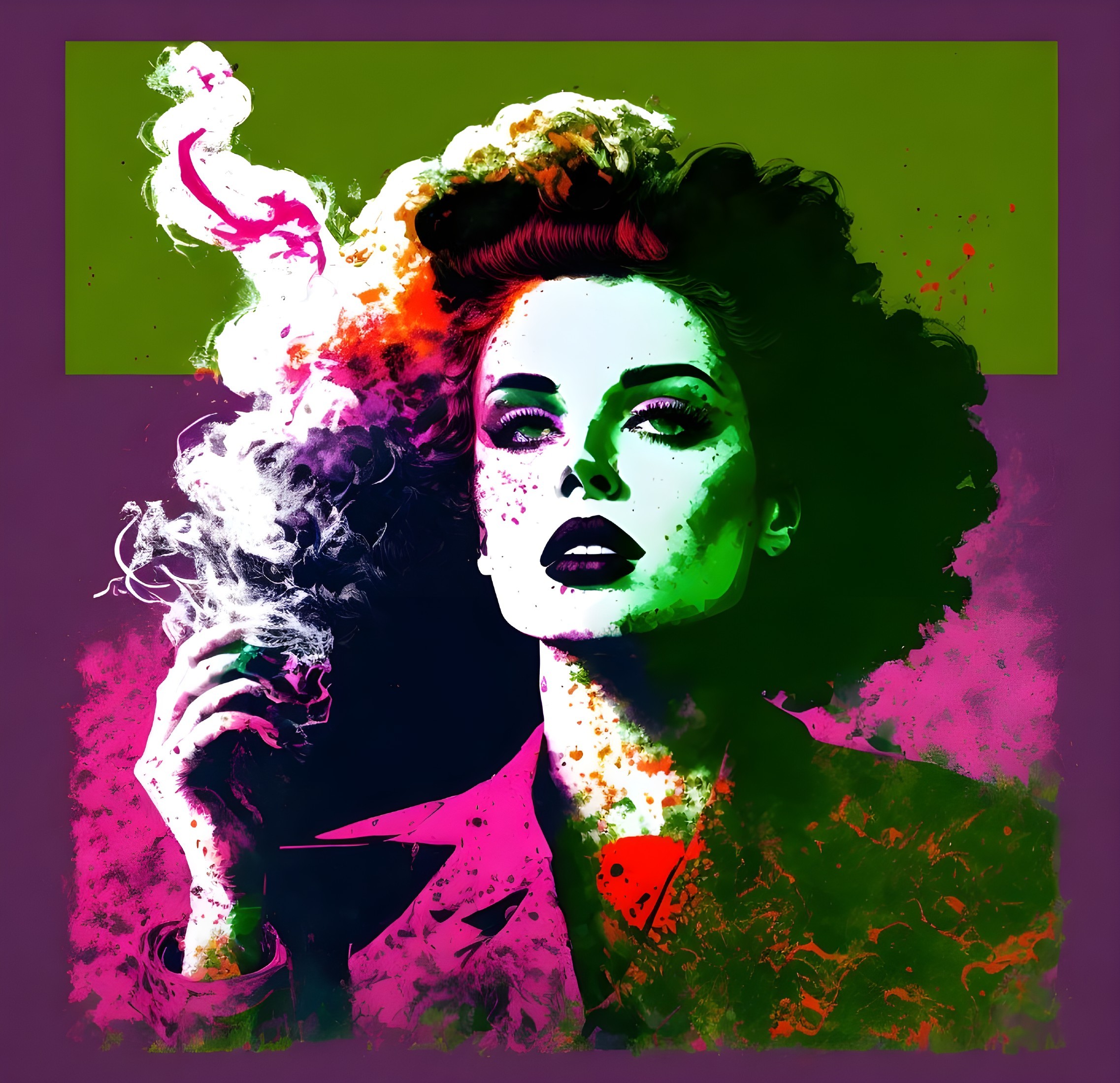 Stylized Portrait of a Confident Woman with Curls