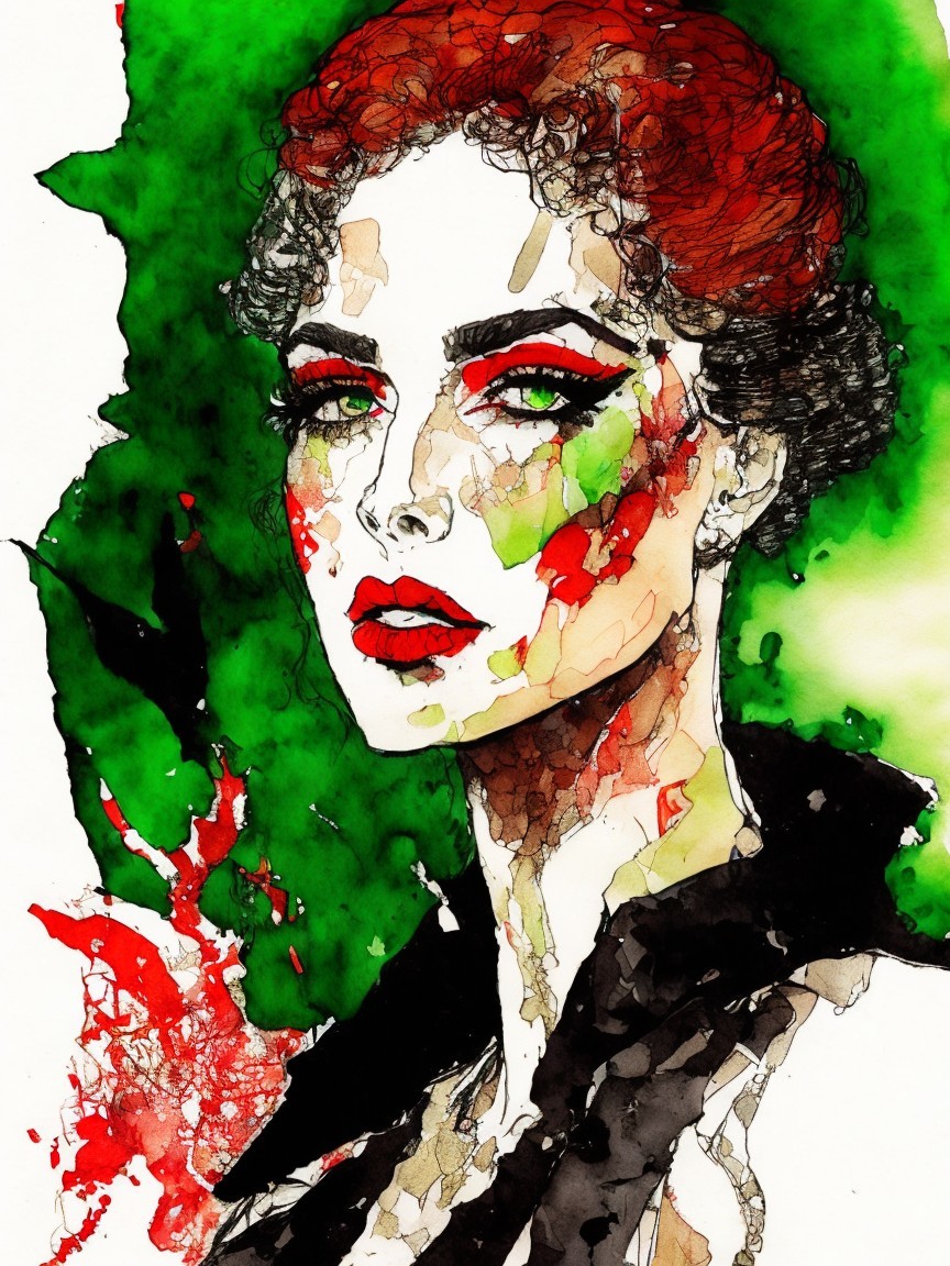 Portrait of a Woman with Bold Makeup and Colors