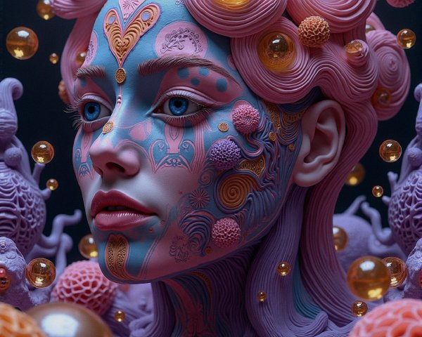 Surreal Portrait of a Woman with Colorful Patterns