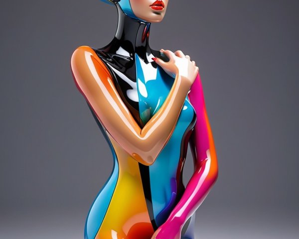 Futuristic Mannequin with Glossy Colorful Surface