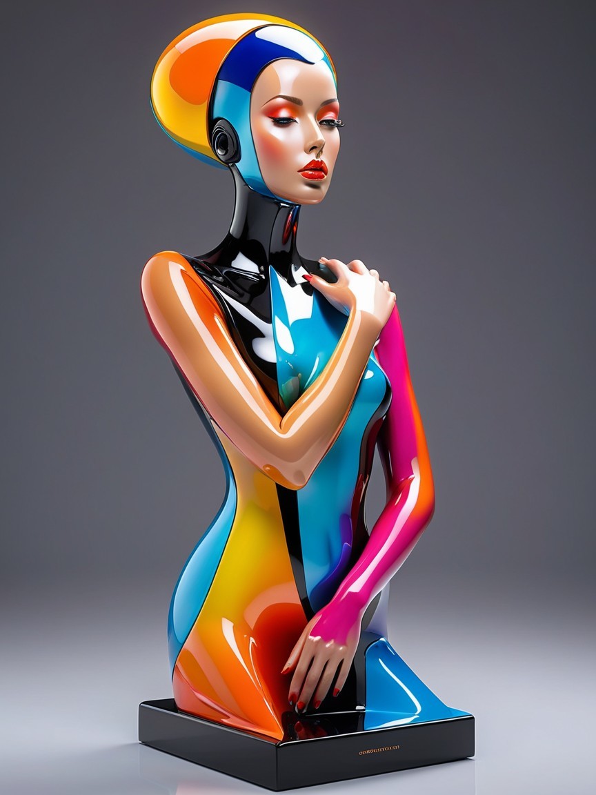 Futuristic Mannequin with Glossy Colorful Surface