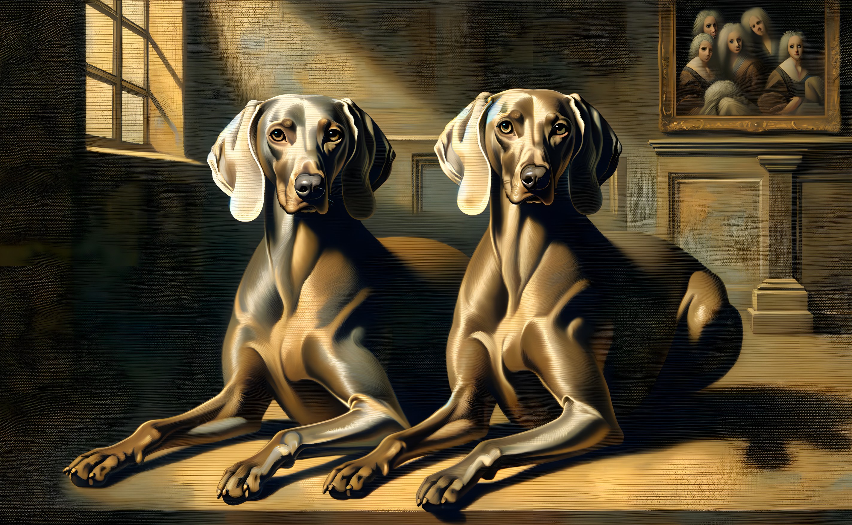 Elegant Greyhounds Relaxing on Textured Floor