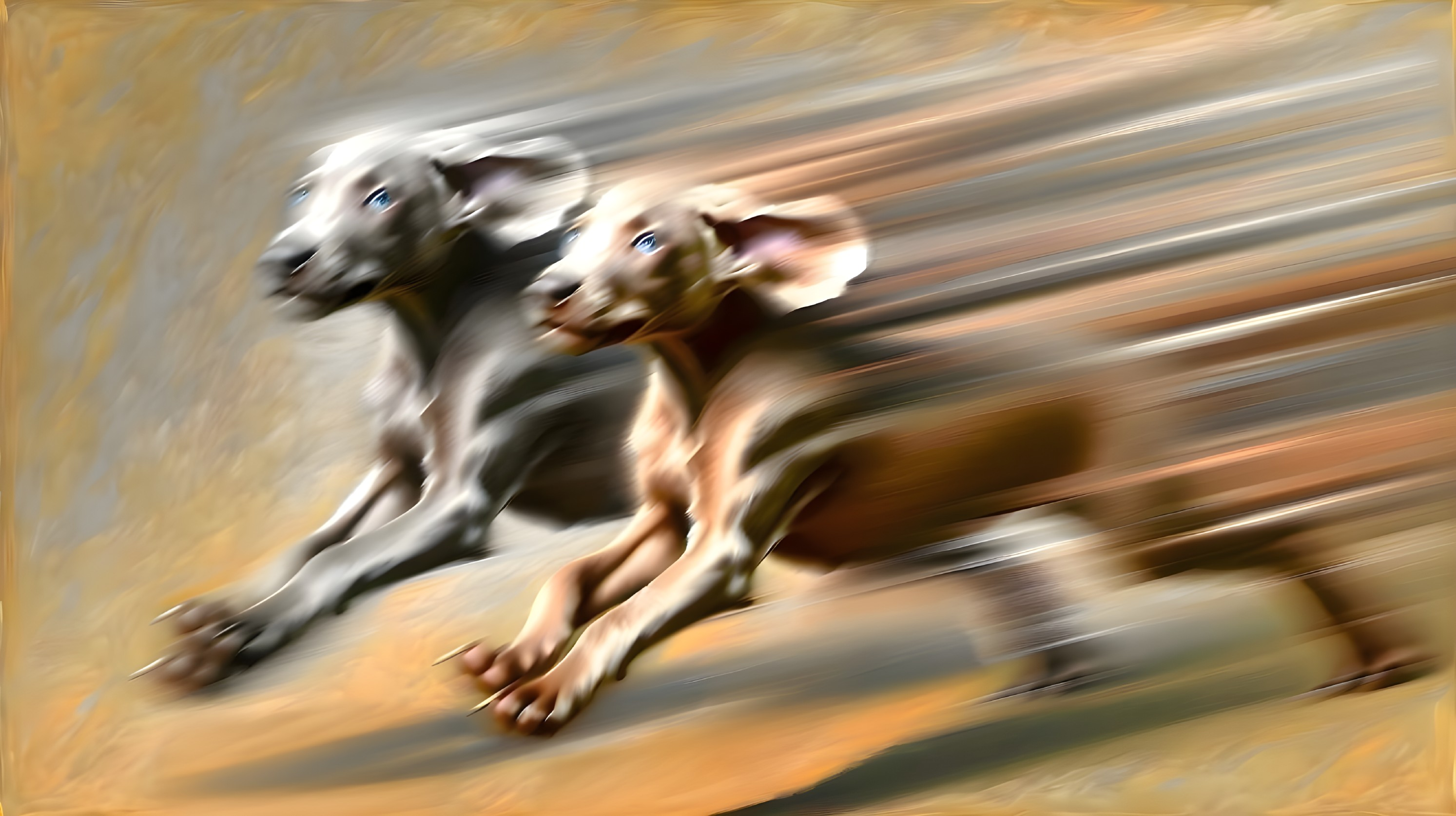 Dogs Running in Dynamic Motion with Joyful Energy