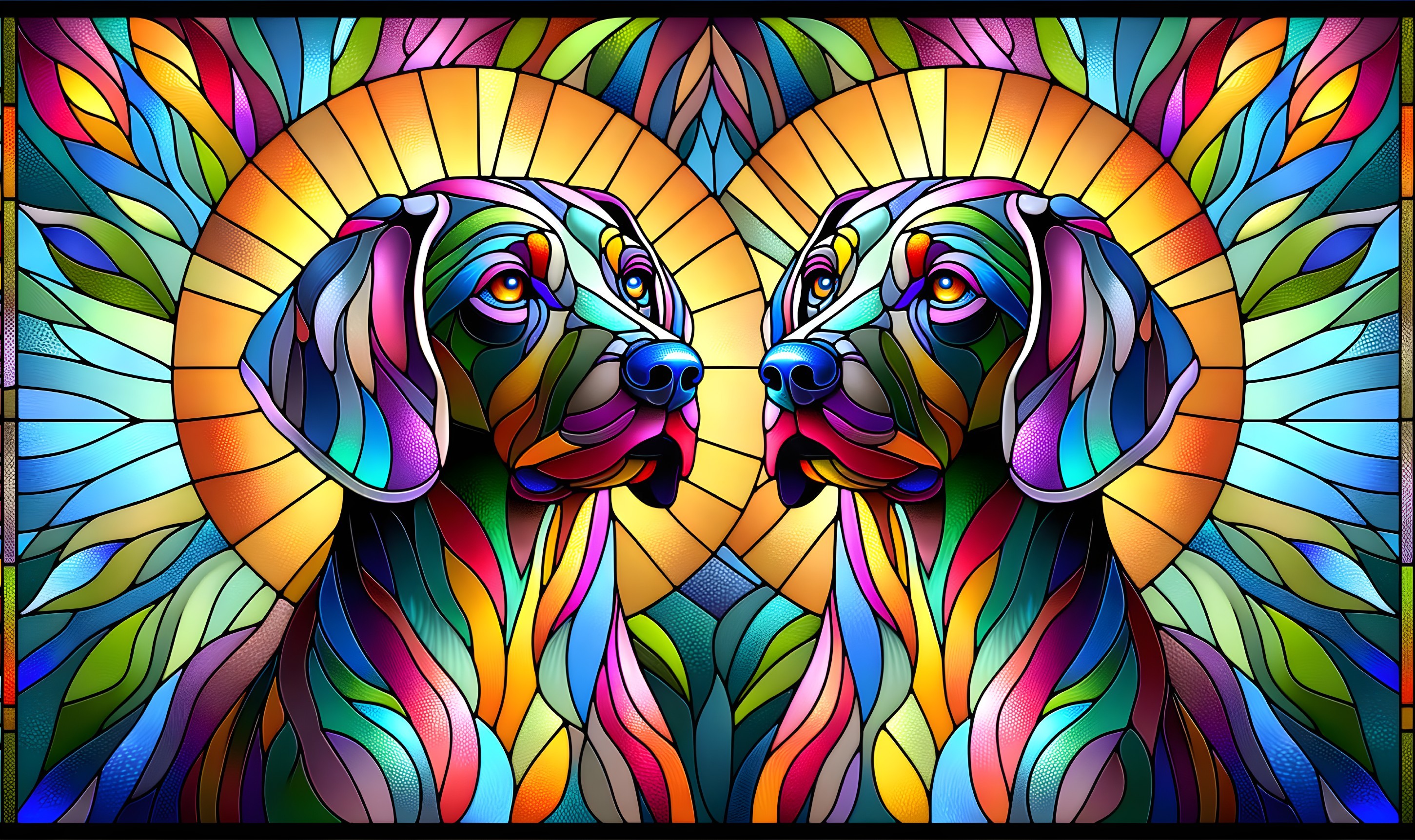 Vibrant Artistic Depiction of Colorful Dogs