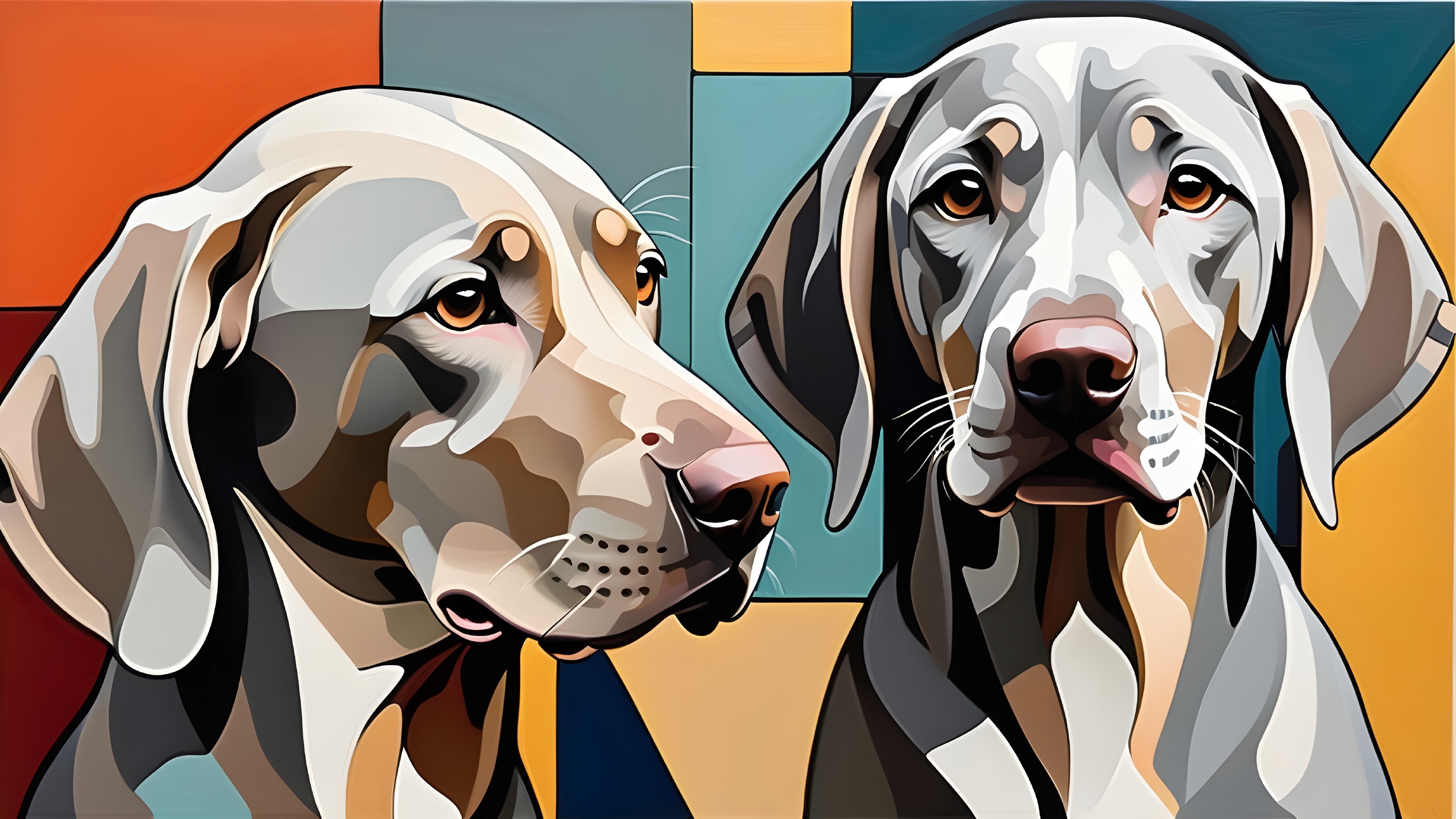 Stylized Labrador Retrievers with Geometric Background