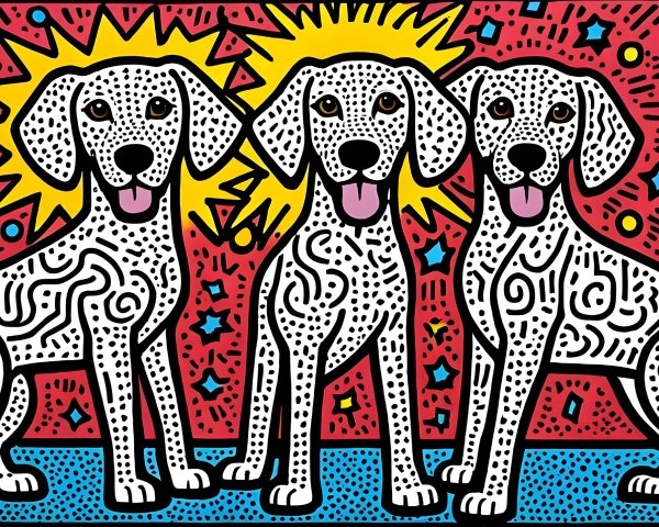 Playful Dogs Against Vibrant Colorful Background