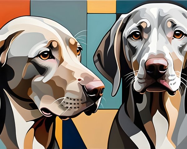 Stylized Labrador Retrievers with Geometric Background