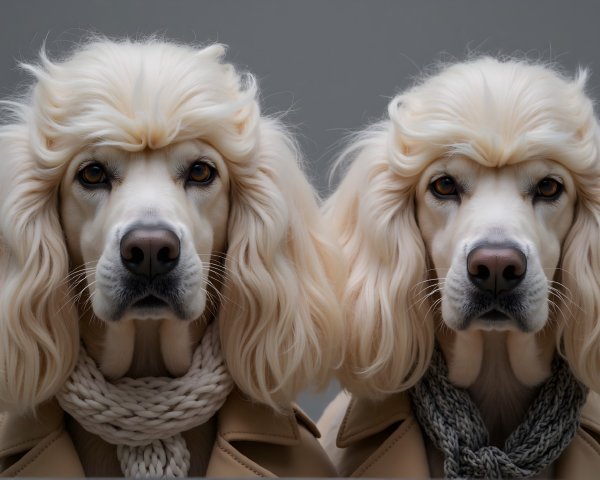 Elegant Dogs with Fluffy Coats and Stylish Hairdos