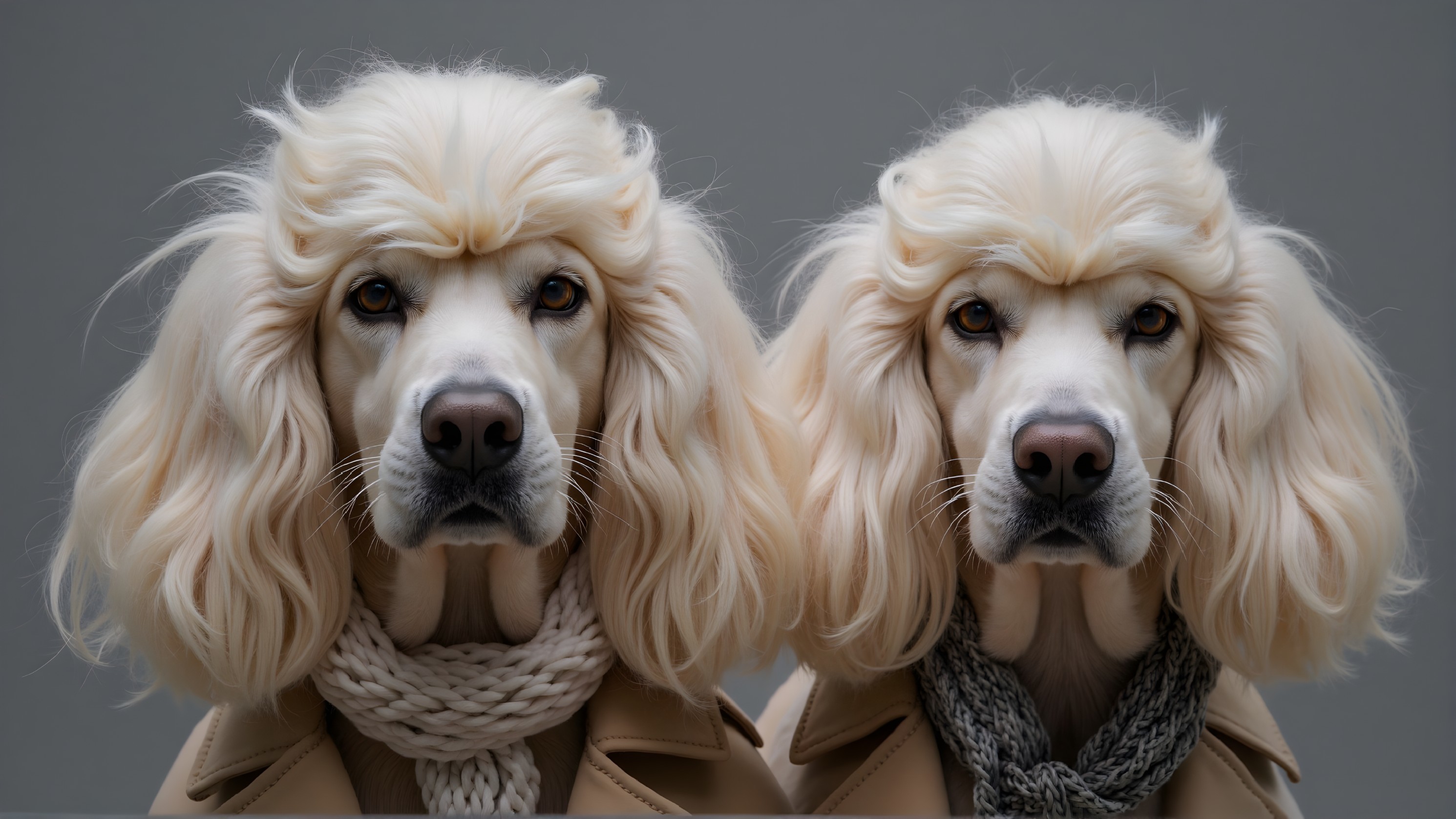 Elegant Dogs with Fluffy Coats and Stylish Hairdos