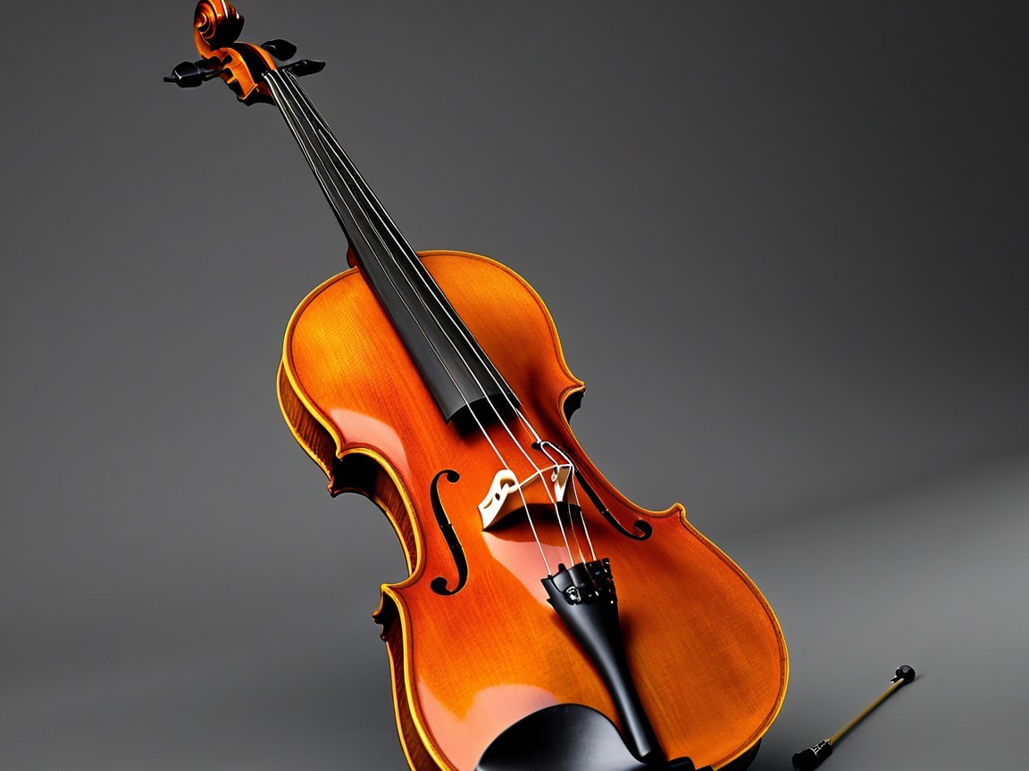 Elegant Violin on Soft Grey Surface with Rich Tones