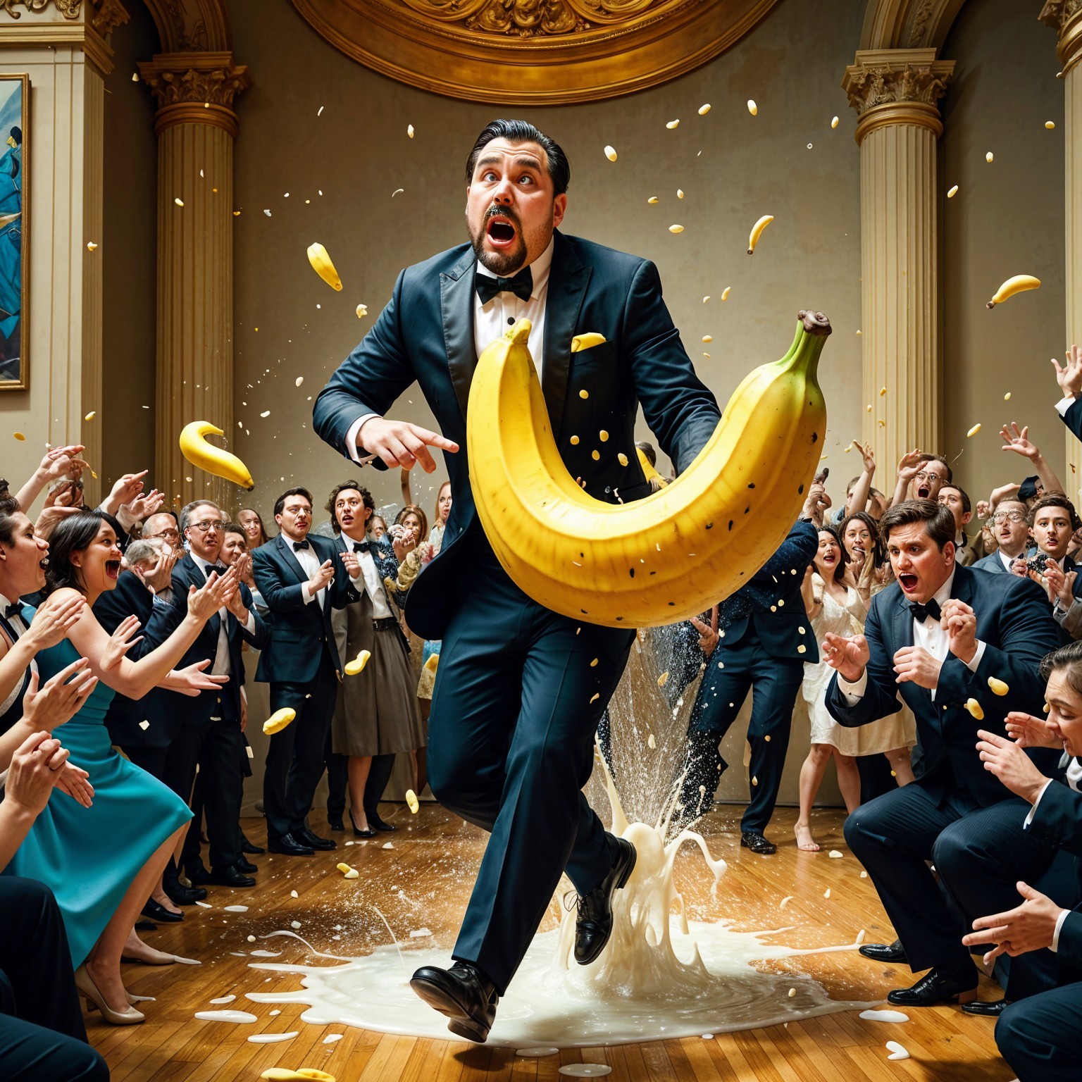 Whimsical Celebration with Guests and a Giant Banana
