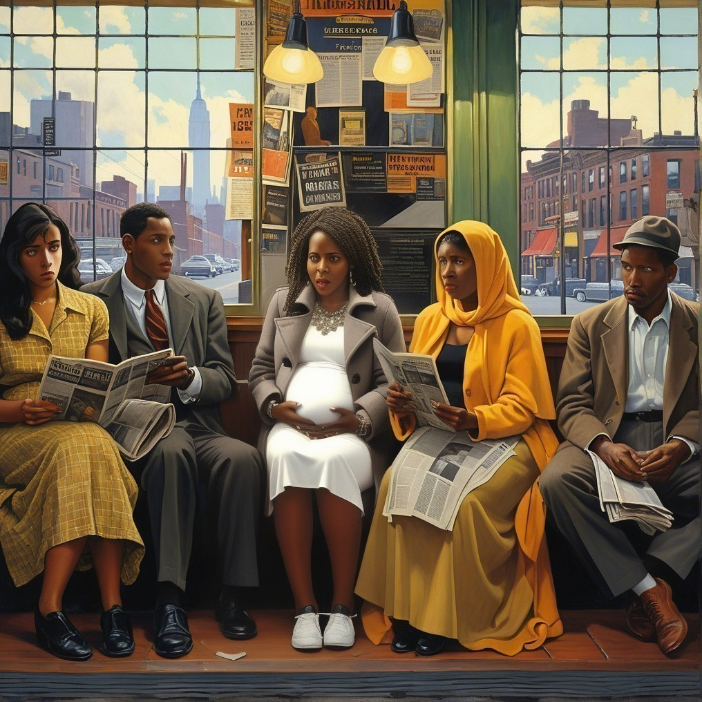 Diverse Individuals Reading Newspapers in Urban Setting