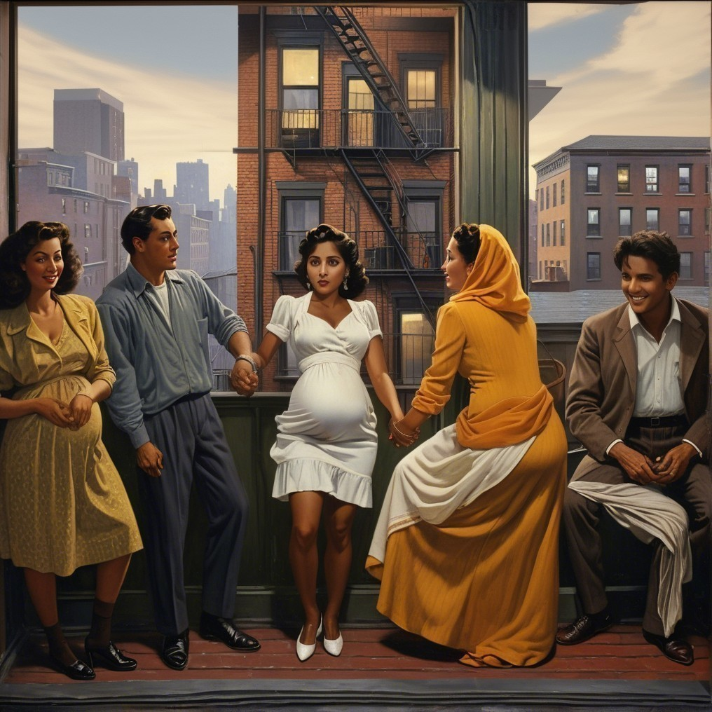 Gathering of Friends in a Sunlit Room with City Views