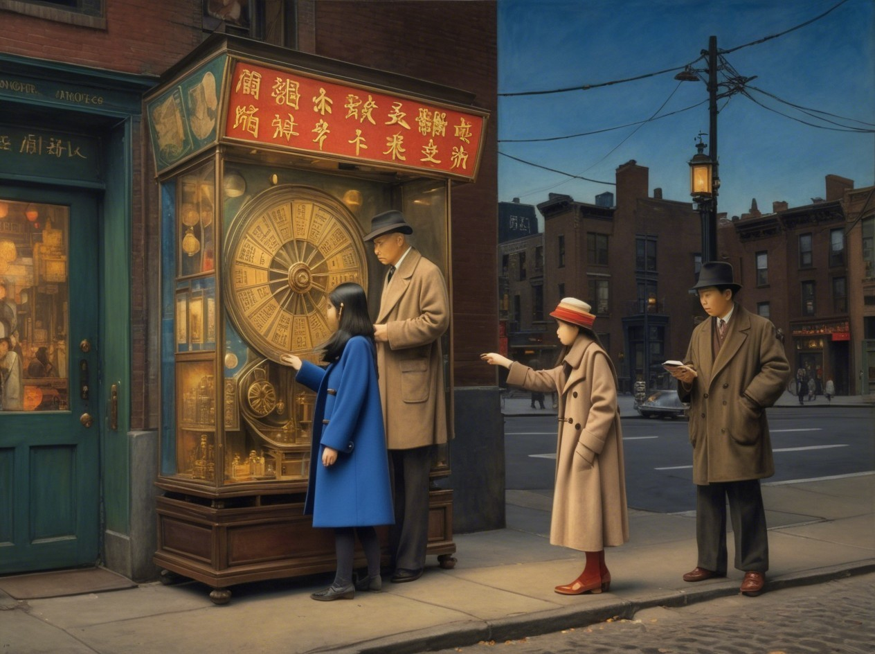 Vintage Illustration of Family by Fortune-Telling Machine