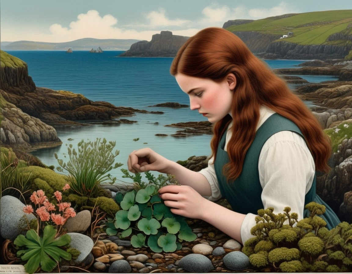 Coastal Scene with Woman and Vibrant Landscape