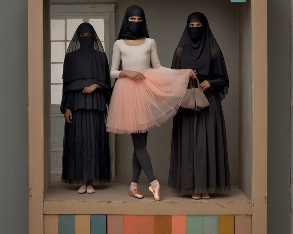 Artistic Display of Cultural Attire and Ballet Dancer