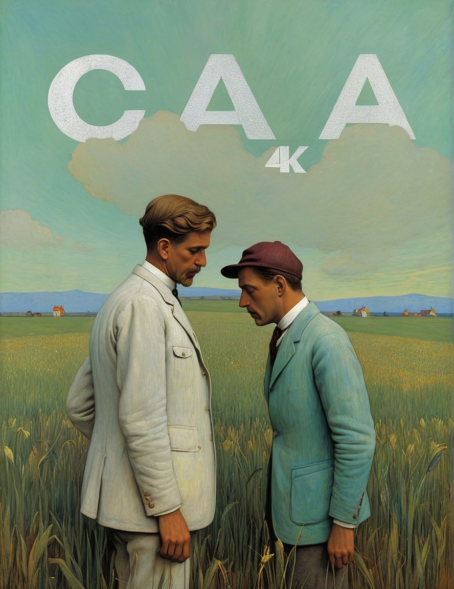 Men in Stylized Attire in Lush Green Field
