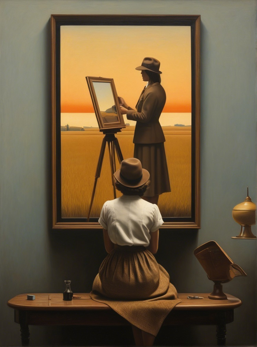 Vintage Attire and Art in a Sunset Setting