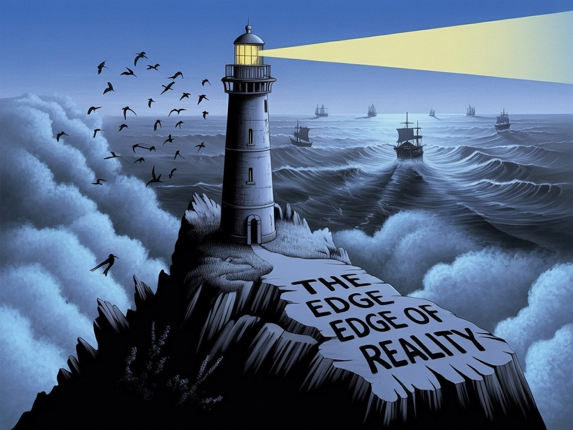 Dramatic Seascape with Lighthouse and Tumultuous Waves