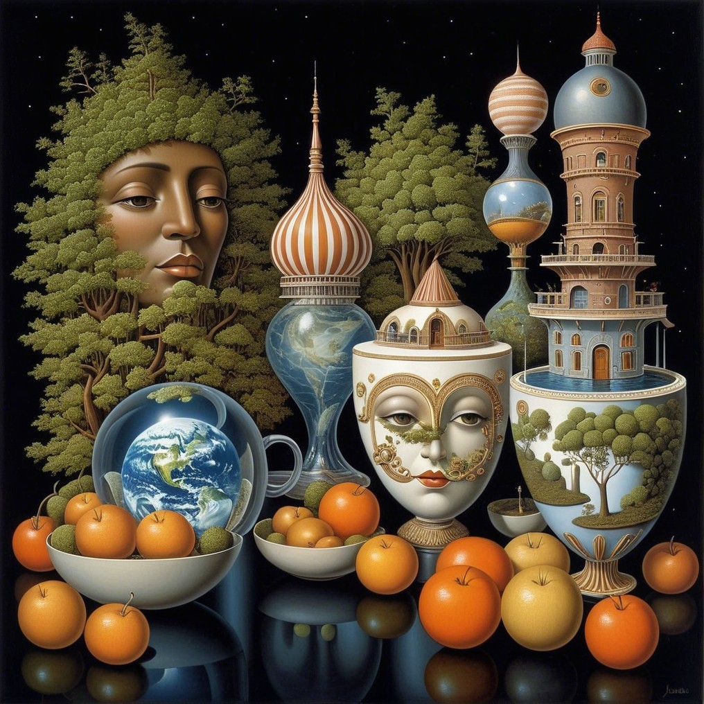Surreal Still Life of Nature and Architectural Elements
