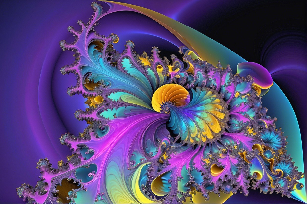 Vibrant Fractal Patterns in Bright Colors and Depth