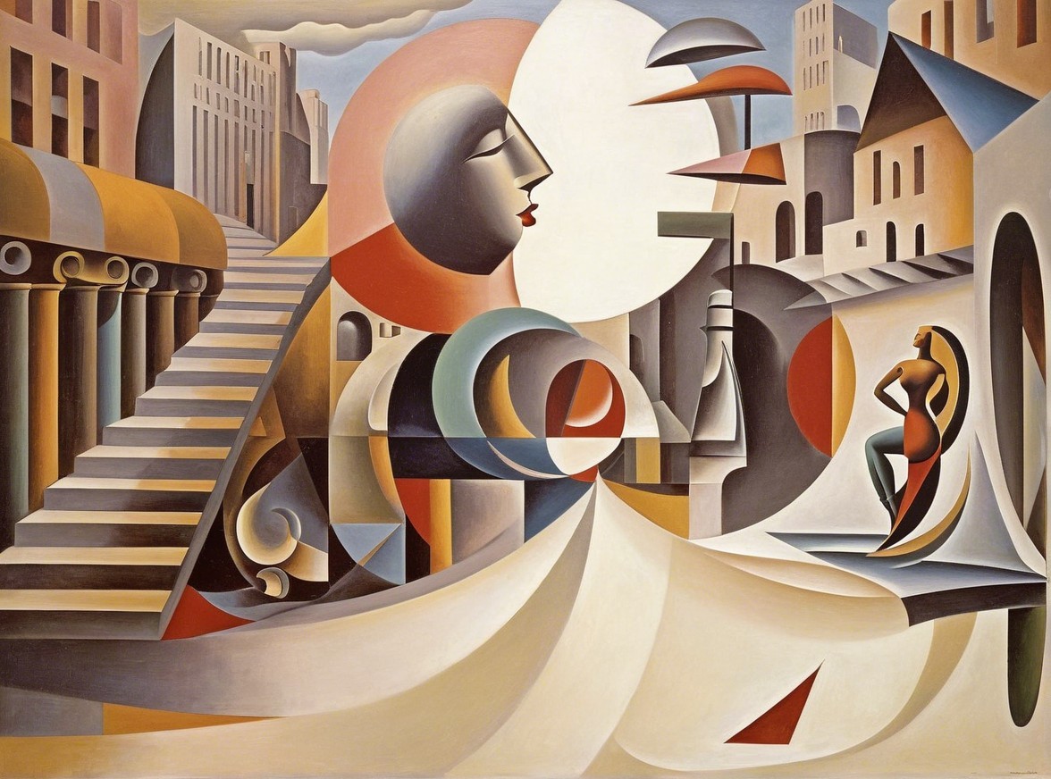 Geometric and Abstract Urban Landscape Artwork Description