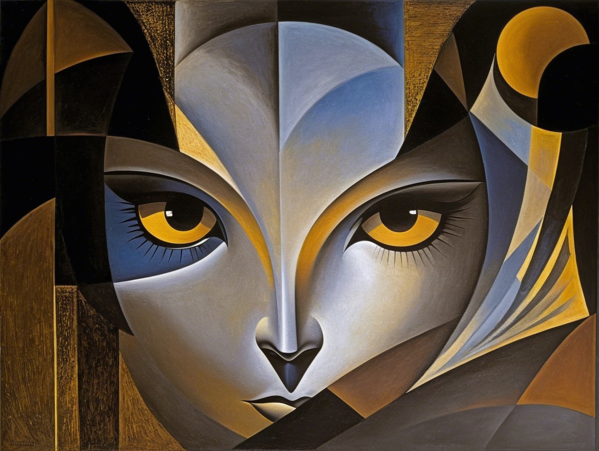 Abstract Face Representation in Gray, Gold, and Brown