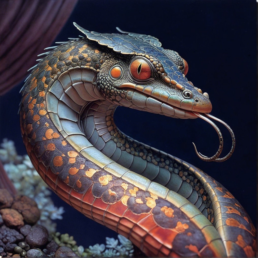 Mythical Creature with Snake Body and Dragon Head