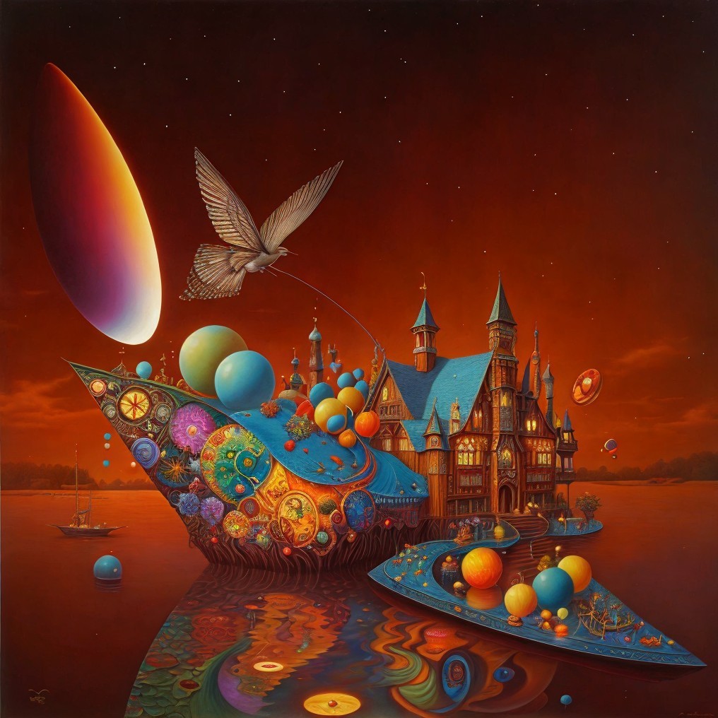Floating Castle on Ship with Mechanical Elements