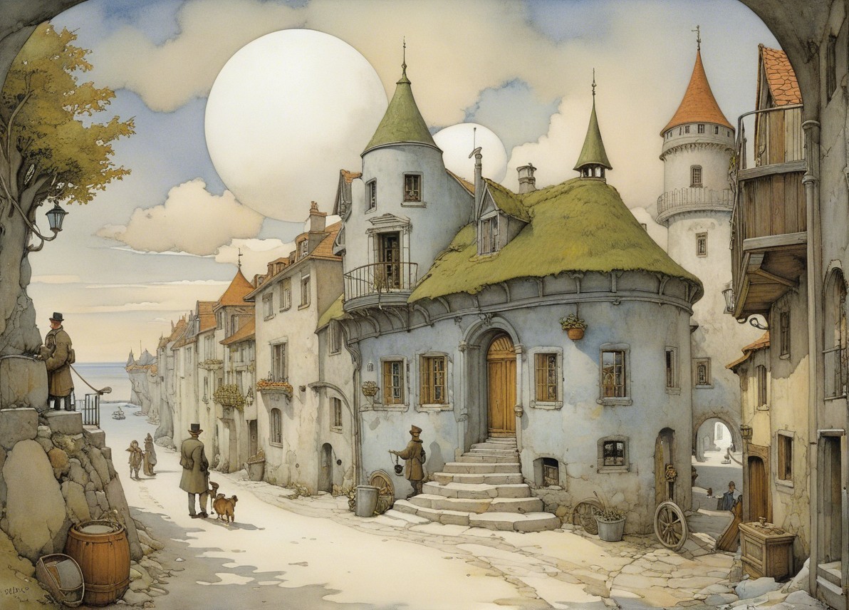 Moonlit Charm of a Medieval Village