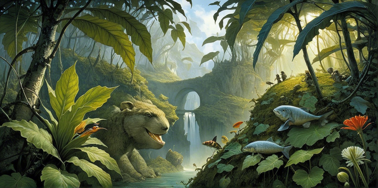 Colossal Bear-like Creature in Vibrant Jungle Setting