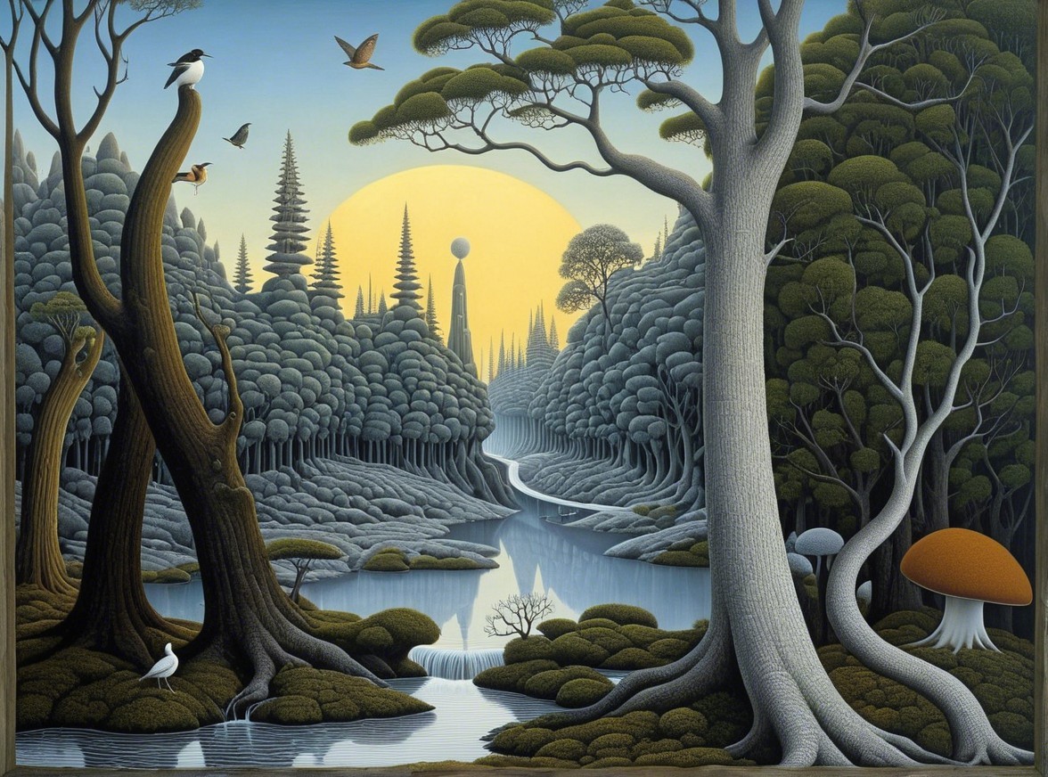 Serene landscape with winding river and lush greenery