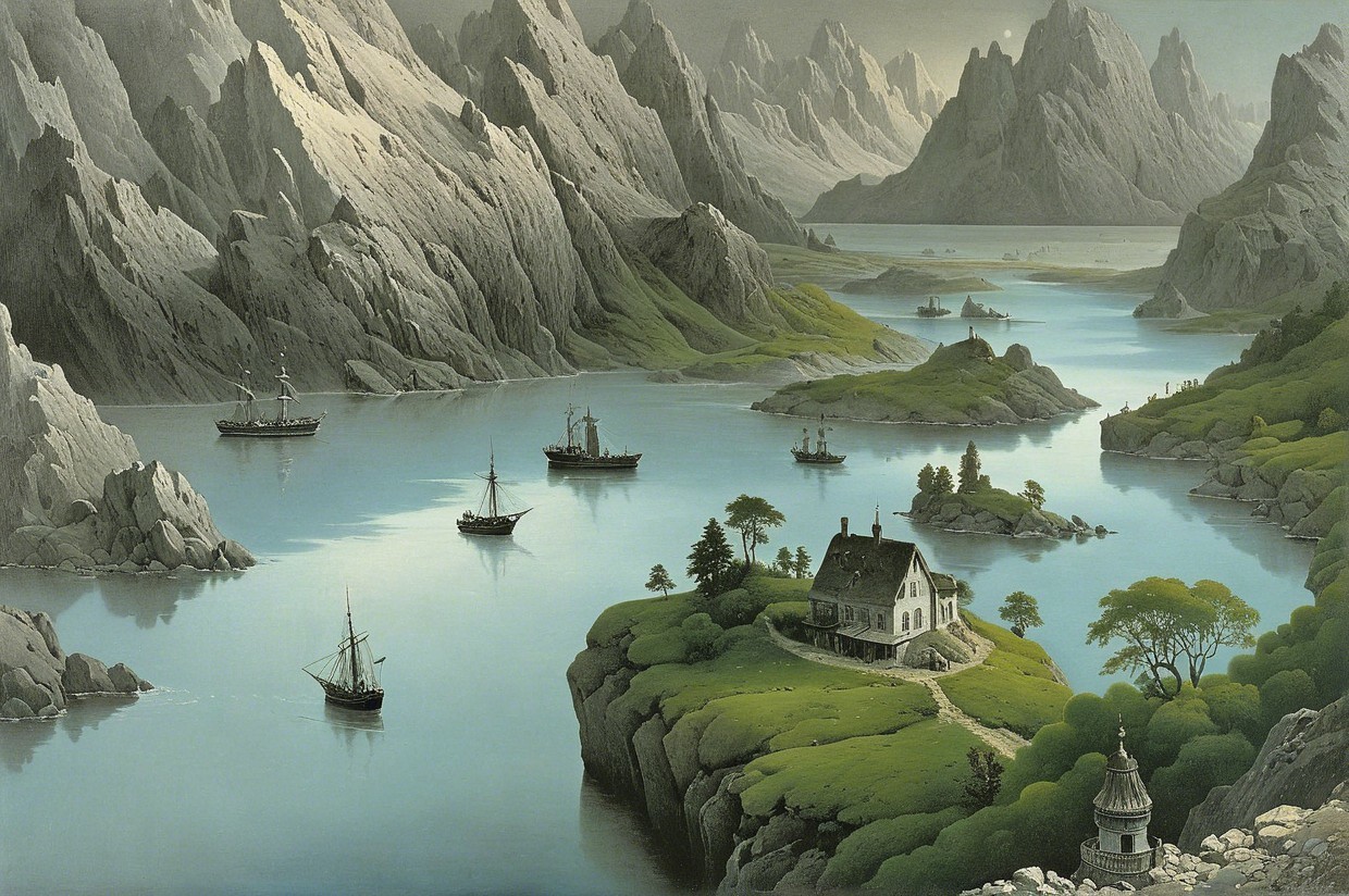 Serene Landscape with Mountains and Calm Lake