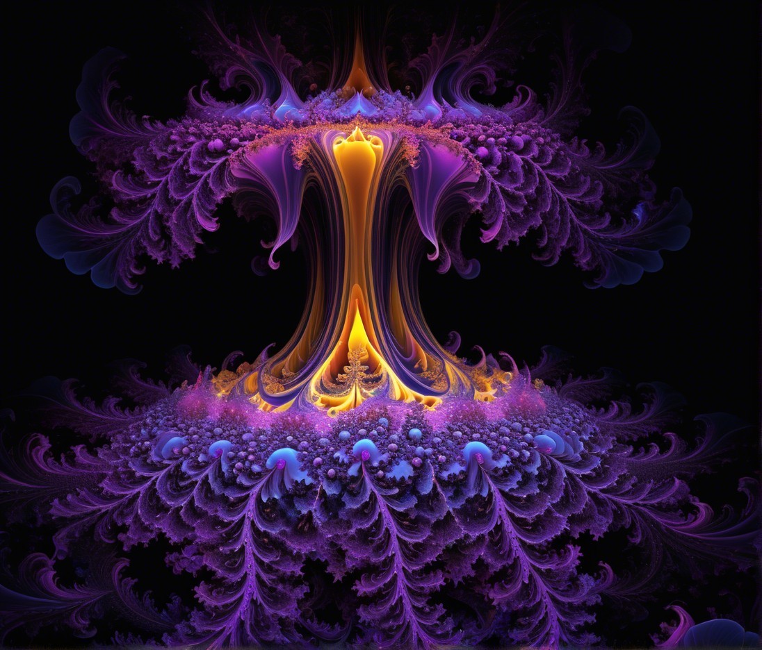 Vibrant Fractal Artwork with Purple and Orange Hues