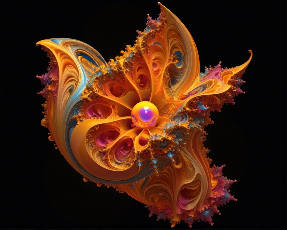 Vibrant Fractal Design with Orange and Purple Hues