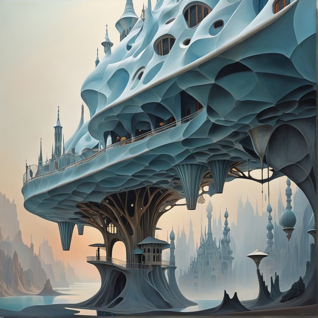 Surreal Futuristic Landscape with Organic Structure