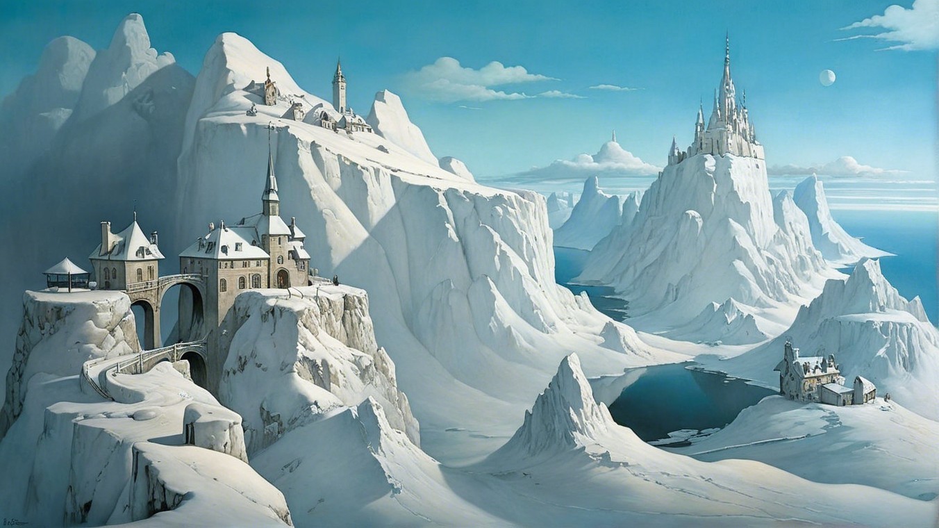 Majestic Winter Landscape with Ice-Covered Mountains
