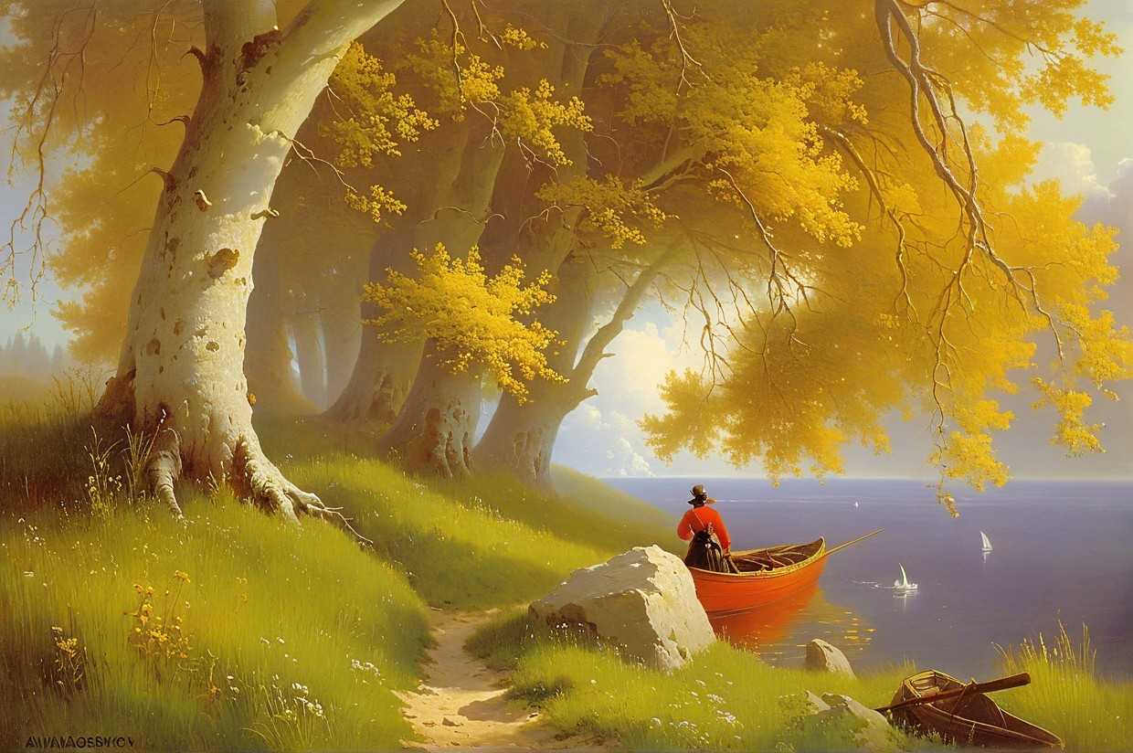 Serene River Landscape with Vibrant Autumn Foliage