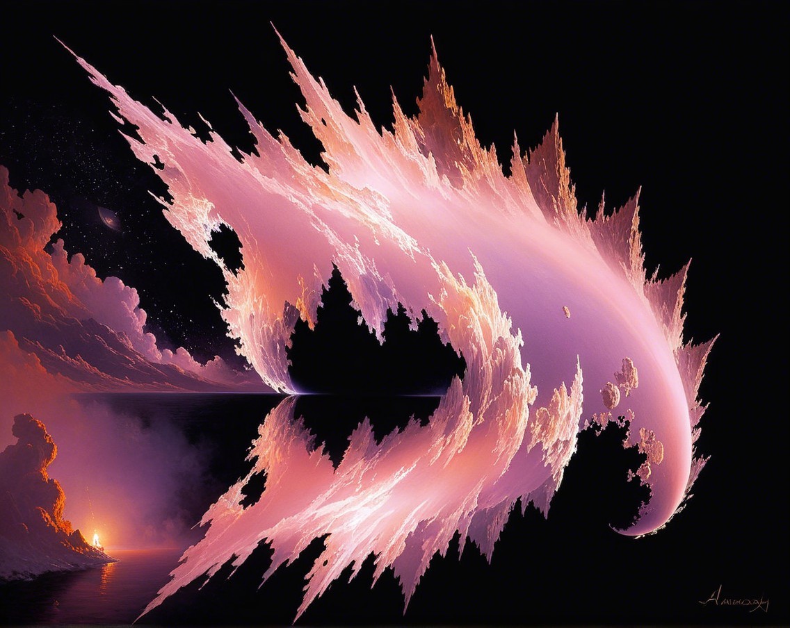 Surreal Digital Artwork with Pastel Cloud-Like Shapes